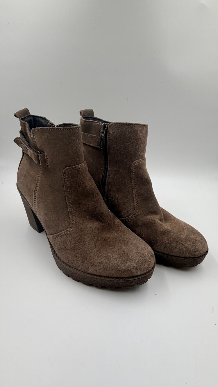 IGI&CO Women’s US 6.5 Brown Suede Ankle Boots Made in Italy Block Heel